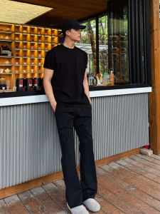 Quần Dài Nam Ice Skin Quick Dry Black Pure Summer Thin Elastic Casual Pants Thẳng Ôm Vừa Vặn Quần Dài Thường Ngày