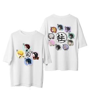 Bandai | Demon Slayer Anime T Shirt Men Women 2026 Summer Cotton Short Sleeve Oversized Casual Tops Hashira Graphic Streetwear Cosplay