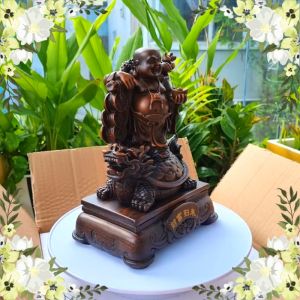 Tượng Phật Di Lặc Cưỡi Long Quy Trang Trí Phong Thủy Cao 23cm