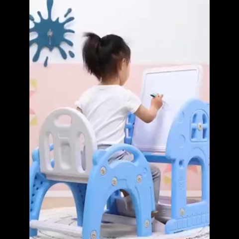 Kids Study Table and Chair Set 3 in 1 Drawing Board with Book Storage Cheap Best Quality Learning Desk for Kids Fast Shipping