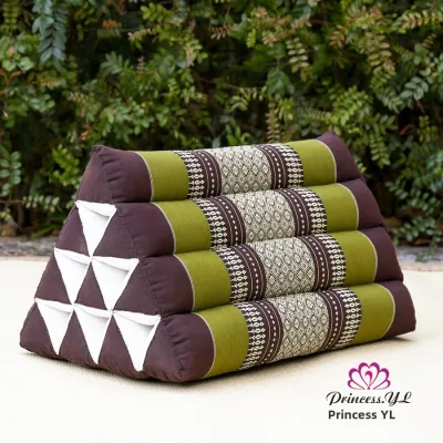 Thai Cotton Triangle Backrest Pillow Tatami Mat Window Seat Sofa Pad Waist Support Pillow Home Decorative Cushion Plant Floral Pattern