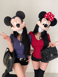 Slim Fit V-Neck Short Sleeve T-Shirt: Pure Color Women's Basic Style & Elastic Versatile Top