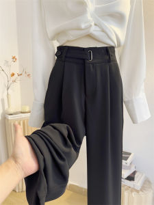 High Waist Black Suit Pants Womens Casual Drapey Slimming Wide Leg Pants Korean Style Commute Straight Tube Pants