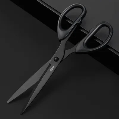 deli | DELI Professional Office Scissors 180mm Heavy Duty Scissors with Black Blade Sharp Stainless Steel Cutting Tool for Paper Craft