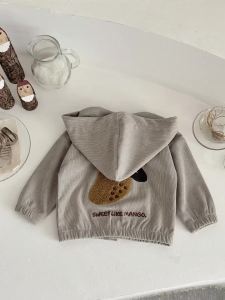 Autumn Toddler Boys Girls Coats Mango Embroidery Newborn Baby Jackets Button Turn Down Collar Long Sleeves Kids Baby Outerwear