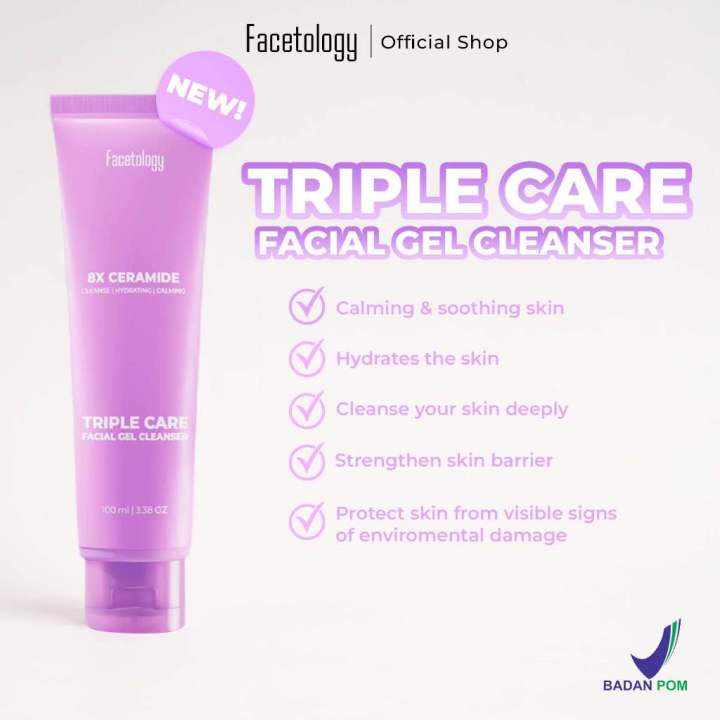 Facetology TripleCare Facial Gel Cleanser Sabun Cuci Muka Gentle Low PH facetology-triplecare-facial-gel-cleanser-sabun-cuci-muka-gentle-low-ph