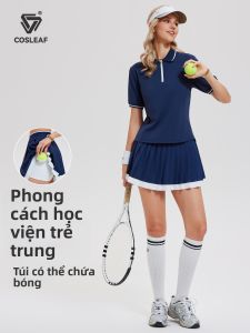 COSLEAF | Bộ Quần Áo Tennis Phong Cách Học Đường Cho Nữ Thoáng Khí Áo Polo Chân Váy Quần Short Dành Cho Thể Thao