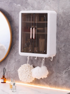 JMLFIE Wall Mounted Storage Box Bathroom Cabinet With Hooks Toilet Hanging Cabinet Organizer