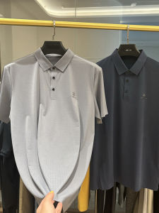 Yahome Mens Short Sleeve Polo Shirt Ice Silk Thin Breathable Summer Fashion Urban Style Standard Fit Pure Color Casual Wear