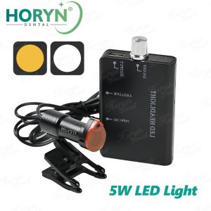 Horyn ไฟหน้าทันตกรรม 5W LED ไฟหน้าเข็มขัดคลิปประเภทไฟหน้าพร้อมฟิลเตอร์ออปติคอล