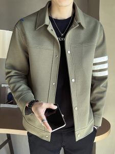 ROMON | Loose Fit Casual Lapel Mens Jacket Romon Spring Autumn New Style Fashionable Workwear Coat Youth Standard Polyester Fiber