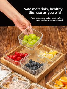 Square Hammered Pattern Glass Bowl with Lid Dessert Salad Bowl for Beauty Salon Snacks Fruits Nordic Style Plain Color Bowls