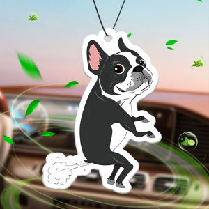 Boston Terrier Funny Dog Quotes Hilton (Hotel Fragrance) Car Air Freshener |   Rearview Mirror Pendant & Dual-Purpose Air Vent Clip |   Natural Material Aromatherapy Tablets |   Long-Lasting Fragrance for 90 Days |   Non-Alcoholic |   Not Afraid of the...