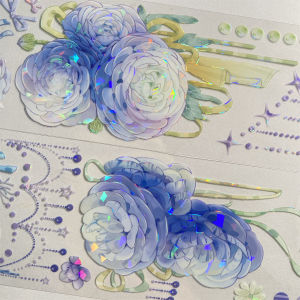 สีม่วง คริสตัลลายดอกโบตั๋น 3D เปลือกหอย ลายเทปวาชิสำหรับบันทึกและงานฝีมือกระดาษทำด้วยมือเทปกาวตกแต่ง