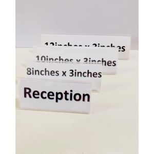 Clear Acrylic SLANT style [8inches x 3inches] and  [8inches x 4inches] Table Name Sign Holder 1pc Landscape One sided Display L-style