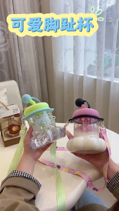 Cute Paw Straw Cup – 1000ml – Leak-Proof Strap for Travel Large Mouth Heat & Cold Resistant