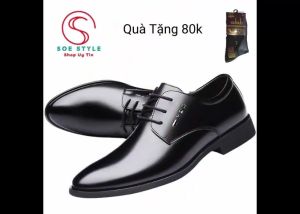 Giày Tây SOE Style ĐƯỢC THỬ GIÀY Giày tây nam tăng chiều cao 7cm buộc dây Da Bò THẬT Tặng Tất (Vớ) Chống Hôi Chân 80k