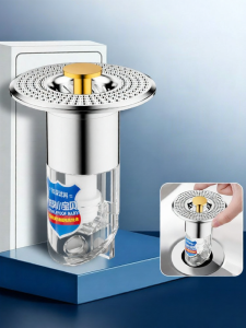 YEMO | Odor Preventing Filtering Drain Push-Down Bathroom Sink Stopper