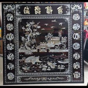 Tranh sơn mài liễn thờ cửu huyền thất tổ cẩn ốc cao cấp Thanh Bình Lê 140x140 cm