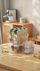 LOCAUPIN Multi-Purpose Stackable Storage Basket Space-Saving Kitchen Pantry Storage Rack Premium PET Clear Organizer