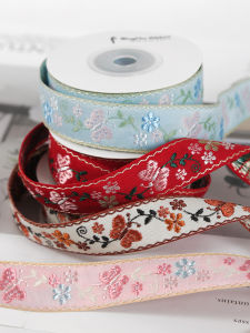 Ruy Băng Satin Thêu Thắt Nút Bướm Thủ Công Phụ Kiện Tóc Phong Cách Đồng Quê Mỹ Ruy Băng Viền Nhiều Màu Cho Quà Tặng Và Trang Trí