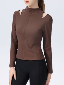 Autumn Winter Yoga Clothes Womens Long Sleeve Quick Dry T-Shirt Running Professional Sports Fitness Casual Stand Collar Tight Top