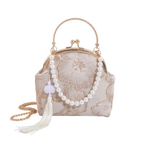 New 2024 Chinese Style Hanfu Flag Dress Handbag Retro Ladies Handbag Versatile Crossbody Chain Bag Fashionable Shell Bag