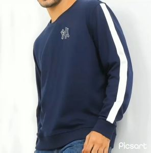 Jaket Sweater Crewneck NY Big Size Warna Biru Tua - Ready Size S/M/L/XL/XXL/3XL