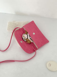 Pink Suede Texture Handbag Elegant Style Magnetic Buckle Closure Envelope Shape Crossbody Phone Bag for Women Stylish Clutch