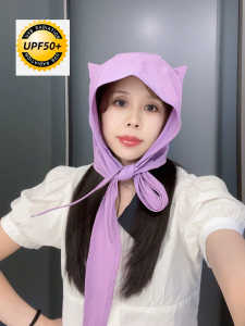 Quick Dry Hooded UV Protection Hat for Women Outdoor Travel Couples Headscarf Hat Trendy Breathable Short Brim Cap Polyester