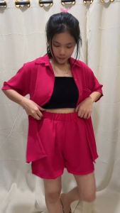 BestStore - SET Olin 2IN1 Kemeja & Celana Pendek / Setelan Wanita / Setelan Kemeja & Celana Pendek / SET 2IN1