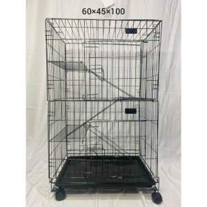 KANDANG KUCING JUMBO TINGKAT 3 RODA SIZE L 95x60x42 CM
