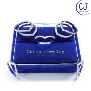 Cincin Aurel Perak Silver Silver 925 Lapis Emas Putih Model Aurel Fuji - Perak 925 Murni