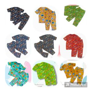 Setelan kaos celana panjang Nano anak cewek & cowok motif kombinasi/Baju Stelan fashion playset anak perempuan dan laki-laki 1-6 th Bahan premium