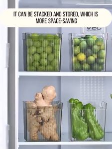 Transparent Plastic Fridge Organizer Fresh-keeping box Vegatable Fruit Meat Freezer Refrigerator Side Door Storage Shelf