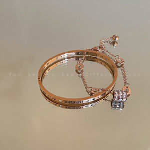 Double Layer Titanium Steel Bracelet Womens Luxury Minimalist Elegant Stackable Wristband High-End Non-Fading Waist Slimming