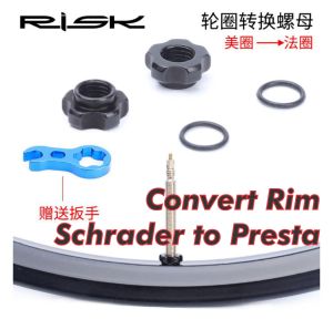 RISK Rim Converter Bicycle Rim Convert Schrader to Presta Valve Wheel AV to FV Tube Adapter Conversion