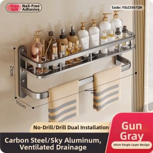 Wall Mounted Bathroom Shelf No Drilling