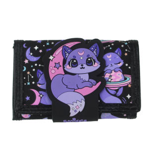 smiggle childrens wallet girls cool Moon Cat clutch wallet leather folder three layers card bag coin purse 5 inches