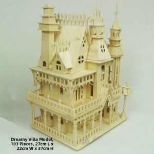 Handmade Wooden DIY 3D House Adult Puzzle Large Assembly Small House Building Model Toy Dreamy Villa Static Model Toy