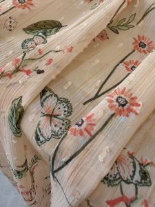 Precise Cut Floral Chiffon Gold Thread Fabric for Spring Summer Dresses Hanfu Blouse Materials Home Sponge Pad Handcraft DIY