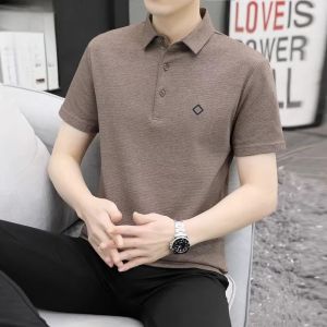 ROMON | Loose Fit Casual Short Sleeve Polo Shirt For Men Romon Brand Fashionable Summer Business Casual Style Breathable Polyester Blend