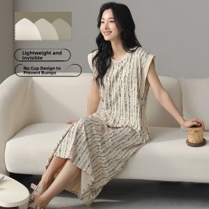 miiow | Cat Woman Sleep Dress 2025 New Summer Thin Sleeveless With Chest Pad Womens Dress Can Wear Outside Home Clothes Cotton Polyester Blend