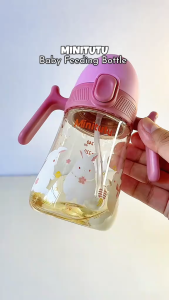 Bình sữa cổ rộng Minitutu PPSU 3IN1 có bóng trọng lực 360° có tay cầm BPA Free