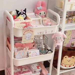 Multi-Layer Stand Storage Rack for Kitchen Fruit Vegetable Basket Home Snacks Living Room Mobile Bookshelf Plastic Material