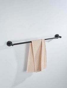 Adjustable 48 to 75 Centimeter Single Towel Bar Expandable Bath Towel Holder Bathroom Wall Black Towel Rack EL81024-3