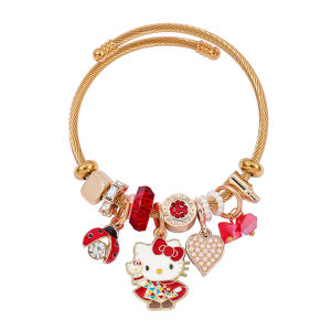 Sanrio | Sanrio Members DIY Beaded Bracelet w/ Crystalline Pendant - Eco-friendly Alloy Gift for Kids & Partner
