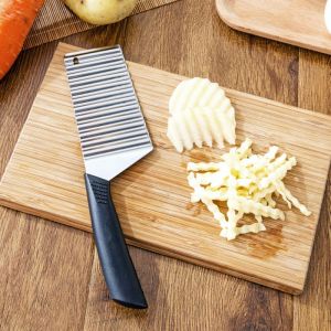 Stainless Steel Potato Chip Slicer Dough Vegetable Fruit Crinkle Wavy Kitchen Knife Cutter Chopper French Fry Maker Tools Gadget