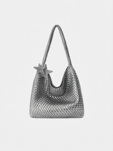 ECODAY | Original Design Large Capacity Silver Woven Tote Bag
