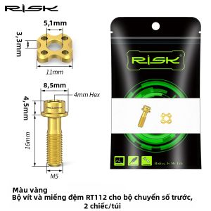 Risk | Hợp Kim Titan M5 * 16mm Thiết Kế Rỗng Xe Đạp Phía Trước Derailleur Vít Miếng Đệm Bu Lông & Bộ Vòng Đệm Cho Xe Đạp Đường Bộ RỦI RO RT112